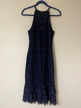 Banana Republic Navy Lace Halter Midi Dress